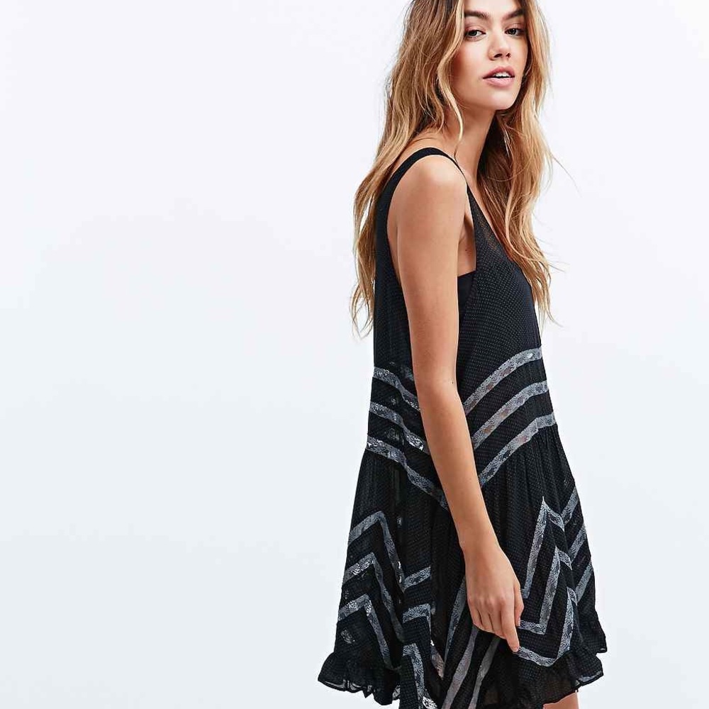 Free People Voile and lace trapeze slip